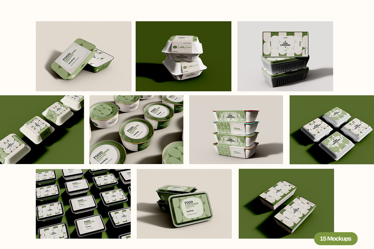 Food Container Packaging Mockup Set, a Cups & Container Mockup by Mego-studio (Photo 2 of 7)