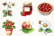 Strawberry Garden Clipart, an Illustration by Watercolor design (Thumbnail 4 of 4)
