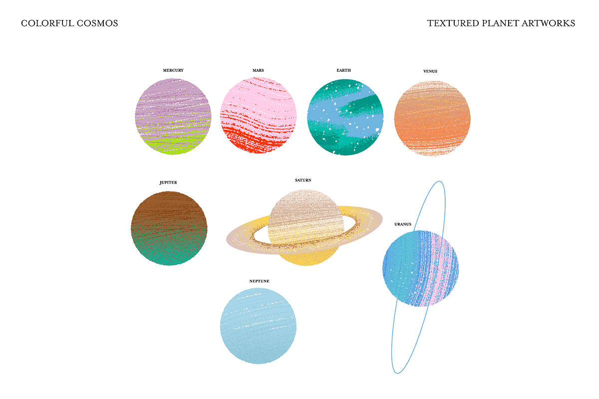 Colorful Cosmos: Textured Planet art, an Object Illustration by Studio Mei Design (Photo 2 of 5)