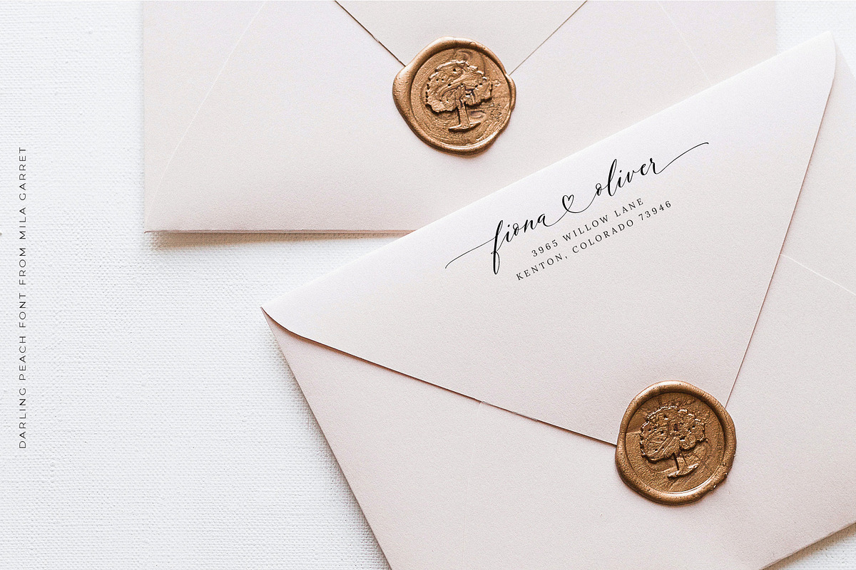 Darling Peach Wedding Heart Script, a Script Font by Mila Garret (Photo 5 of 16)