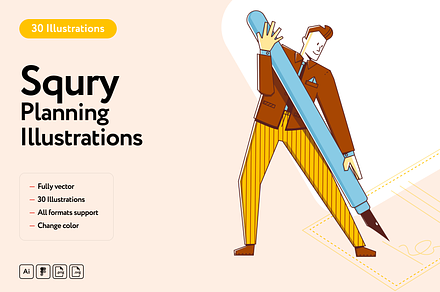 Squry Planning Illustrations, a Finance Illustration by Welovegraphics