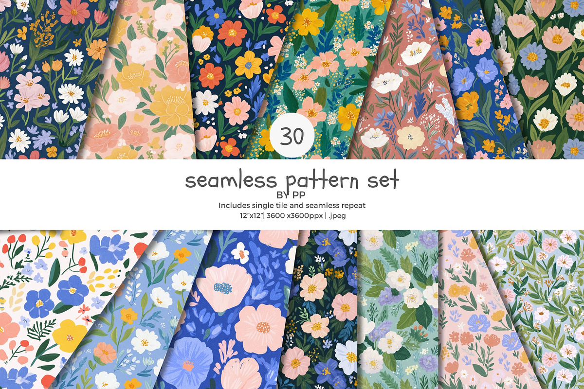 vintage seamless floral pattern set, a Pattern Graphic by Patishop Art (Photo 1 of 14)