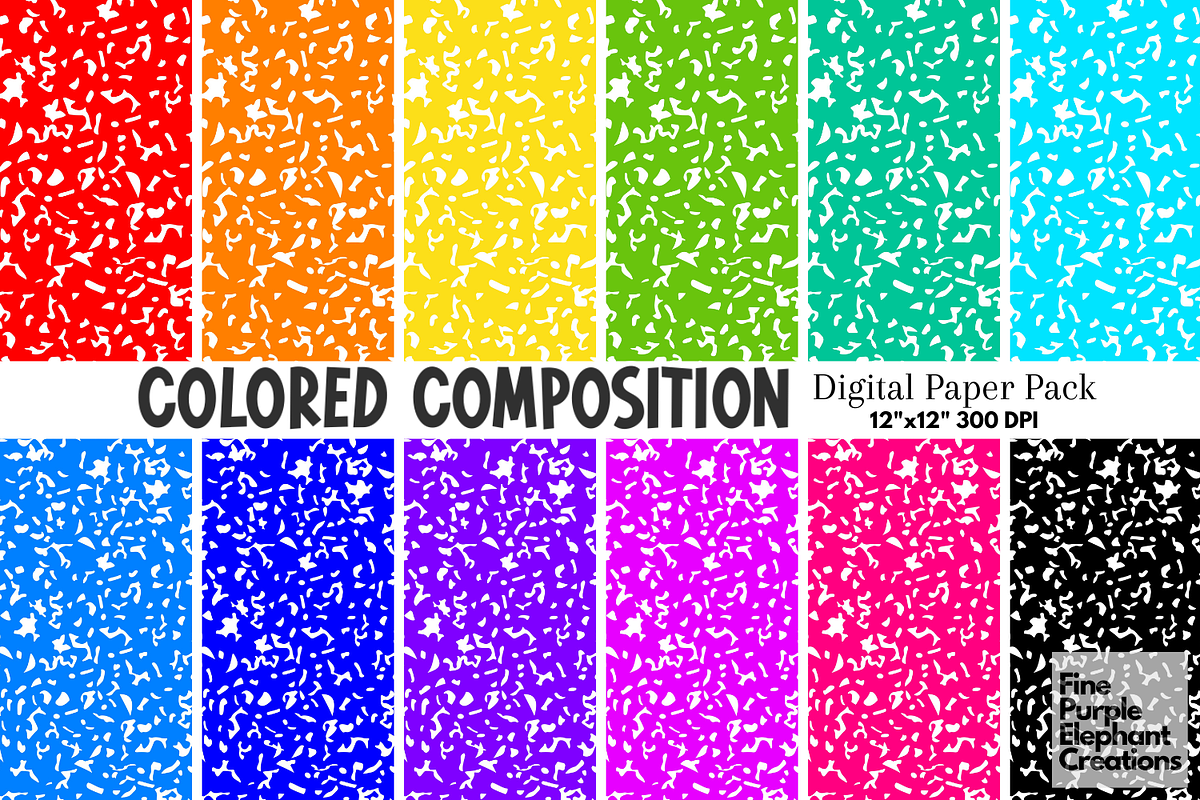 Colored Composition Notebook Pattern, a Pattern Graphic by Fine Purple ...