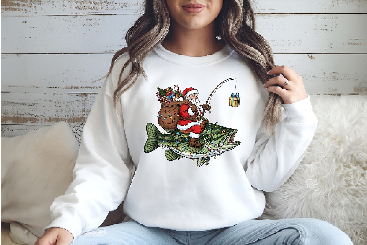Fishing Santa PNG, an Illustration by Watercolor design (Photo 2 of 6)
