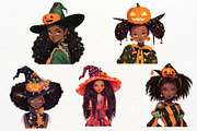 Witch Clipart Watercolor PNG Bundle, a Seasonal Illustration by Maysa Art (Thumbnail 3 of 5)