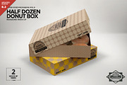 Half Dozen Donut Box Mockup, a Packaging Mockup by INCDesign (Thumbnail 1 of 6)