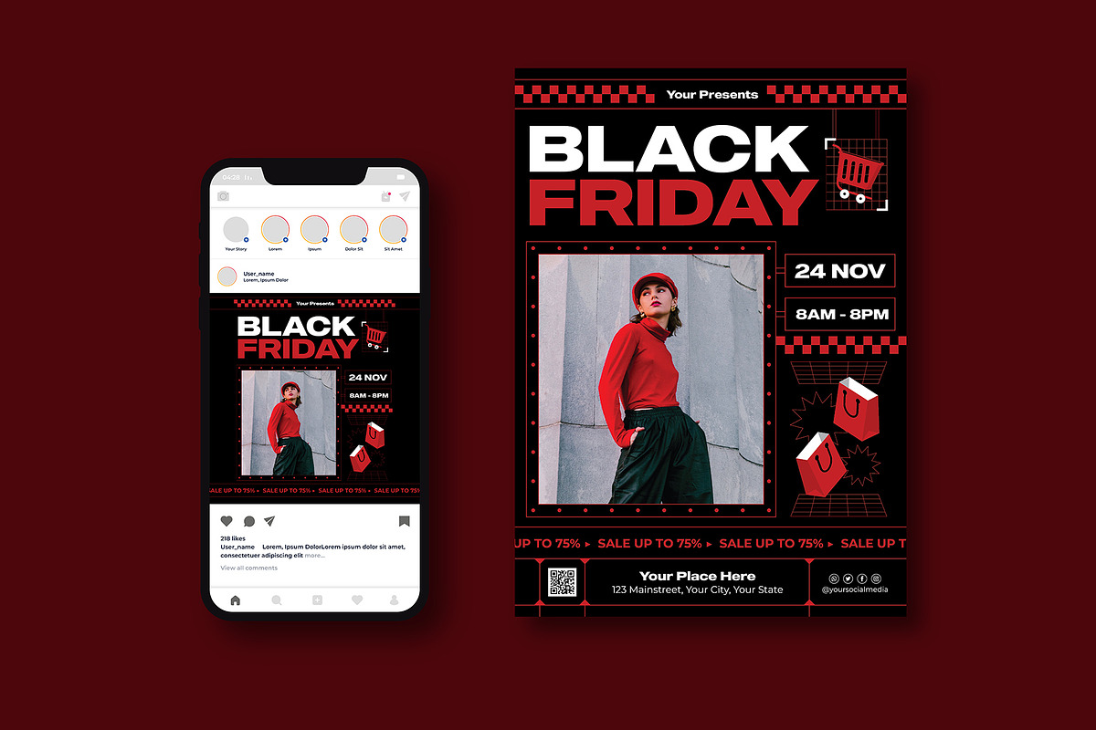 Black Friday Sale Flyer, a Flyer Template by iDoodle Studio
