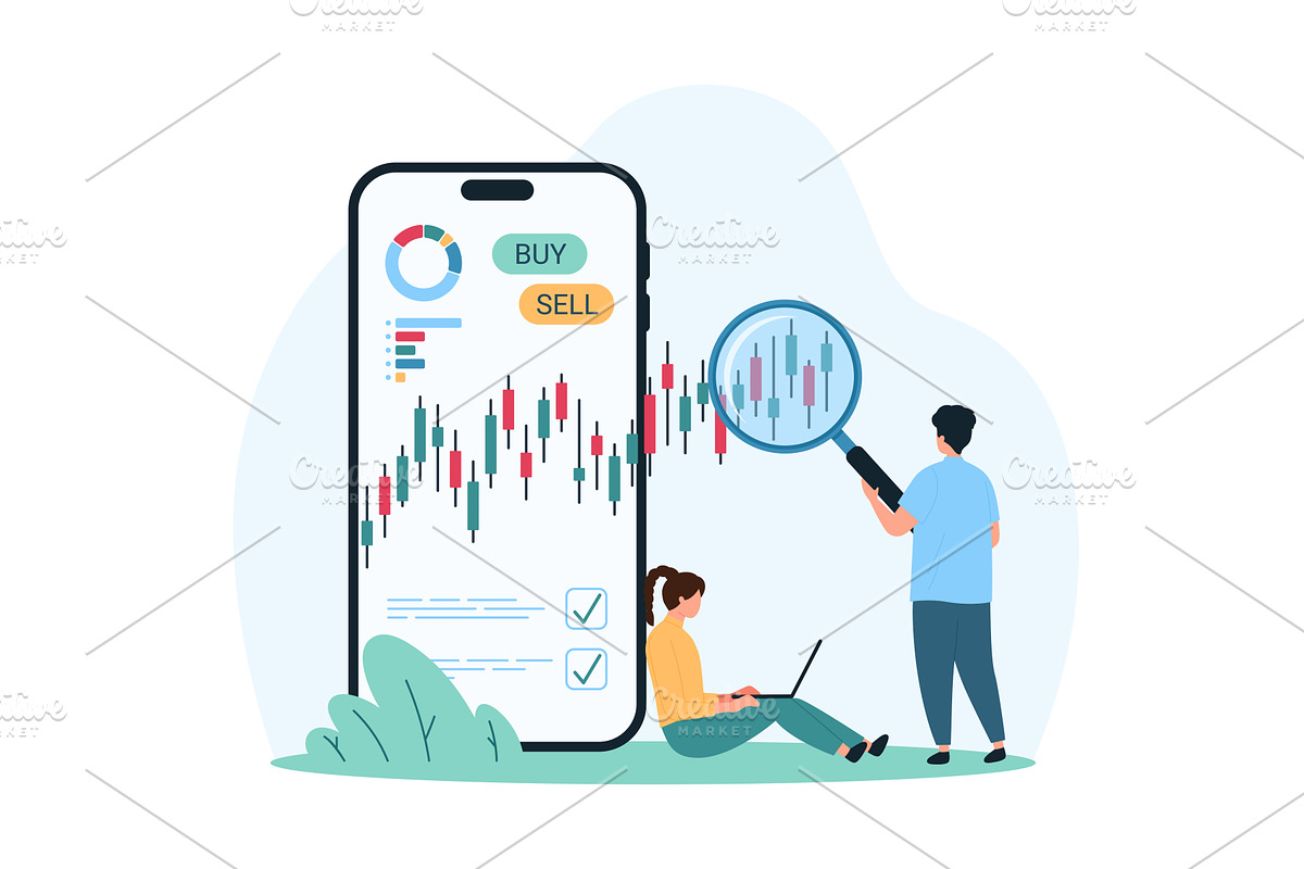 Stock market data analysis with, a Finance Illustration by Flashvector