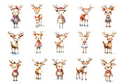 Watercolor Christmas Deer. Set., an Animal Illustration by KENO Mascots (Thumbnail 2 of 6)