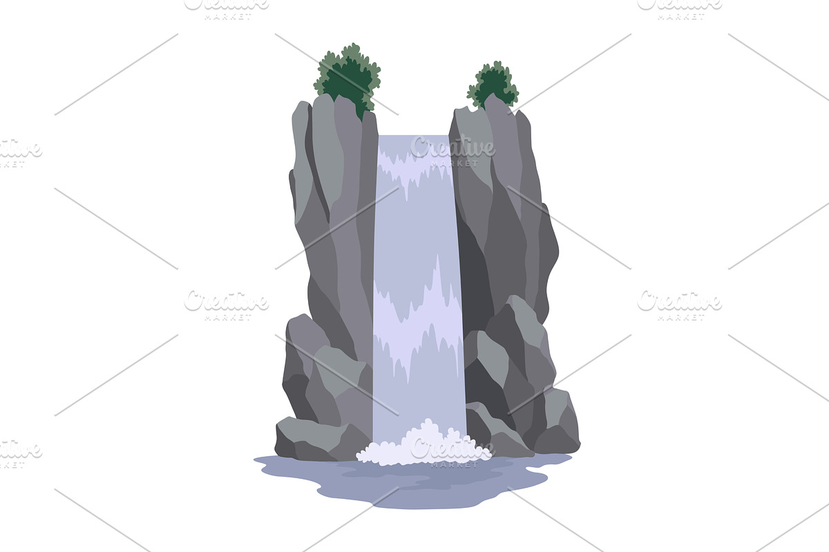 Cartoon river waterfall, an Illustration by Things for designers