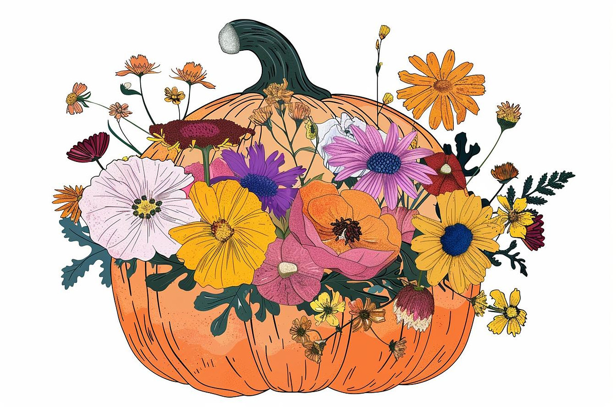 Autumn Pumpkin Floral Clipart, an Illustration by Designs_River (Photo 8 of 10)