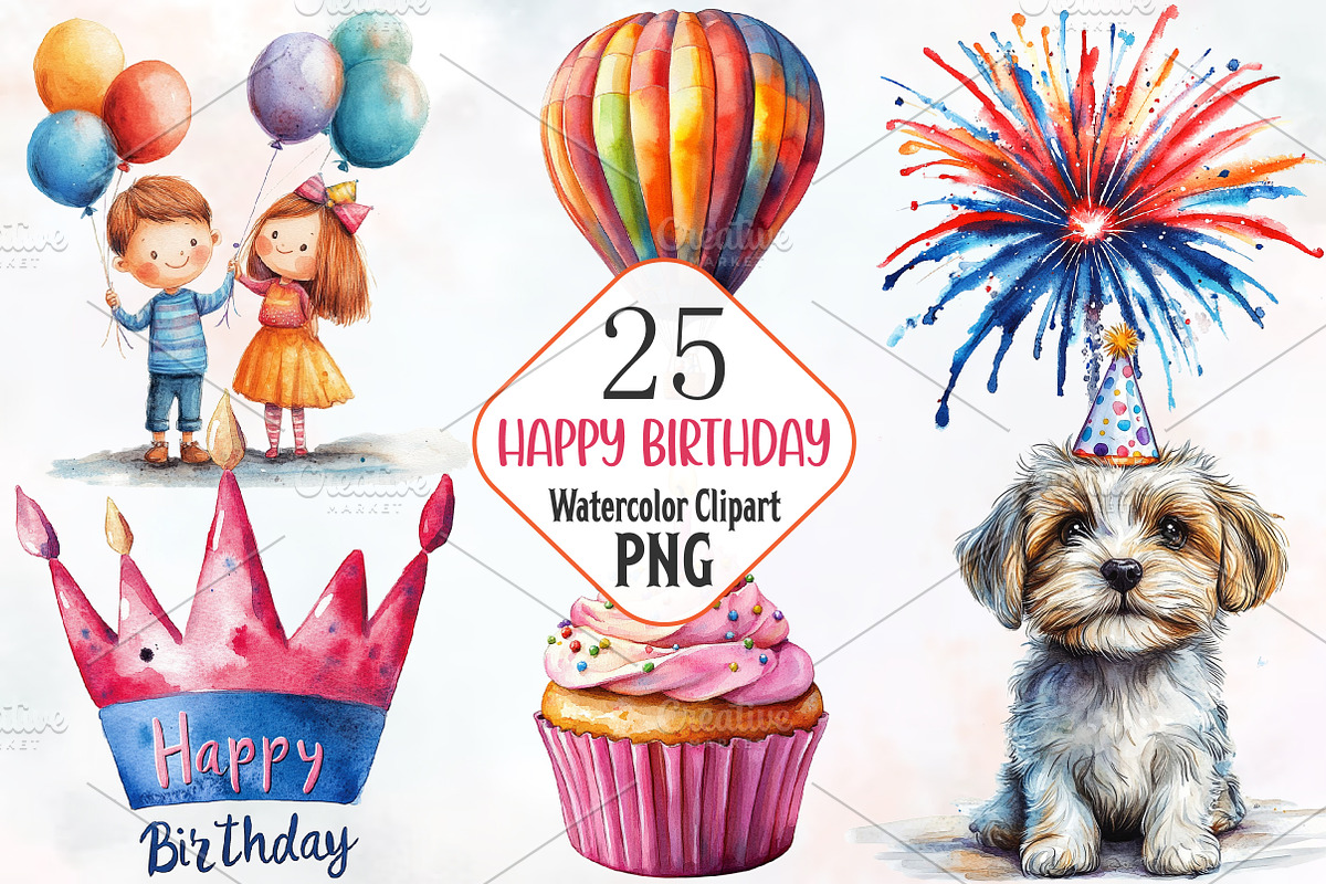 Happy Birthday Sublimation Clipart, an Illustration by RobertsArt (Photo 1 of 7)