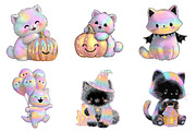 Whimsical Halloween Cat Clipart, a Seasonal Illustration by DreamArtGraphic (Thumbnail 2 of 5)
