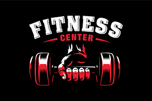 Fitness gym logo design, barbell