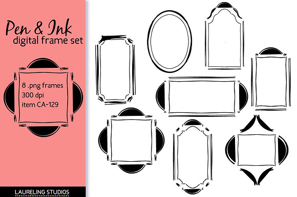 Pen & Ink look frame set preview 2