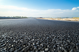 A close-up view of a newly paved asp, a Photo by Tanuart