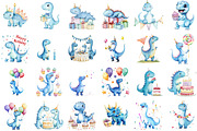 Watercolor Blue Dinosaur Birthday Cl, an Illustration by Sublimation Artist (Thumbnail 2 of 6)