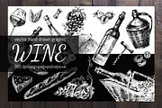 Hand drawn vector wine illustrations, a Food Illustration by CARROTDESIGN (Thumbnail 1 of 4)