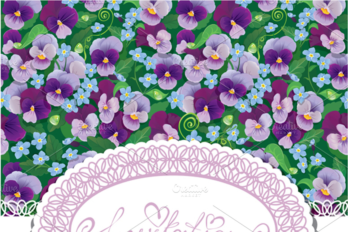 Pancy flower - seamless and card, an Invitation Template by Lian-art (Photo 2 of 3)