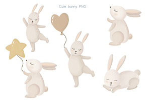 Space Boho Bunny Clipart PNG