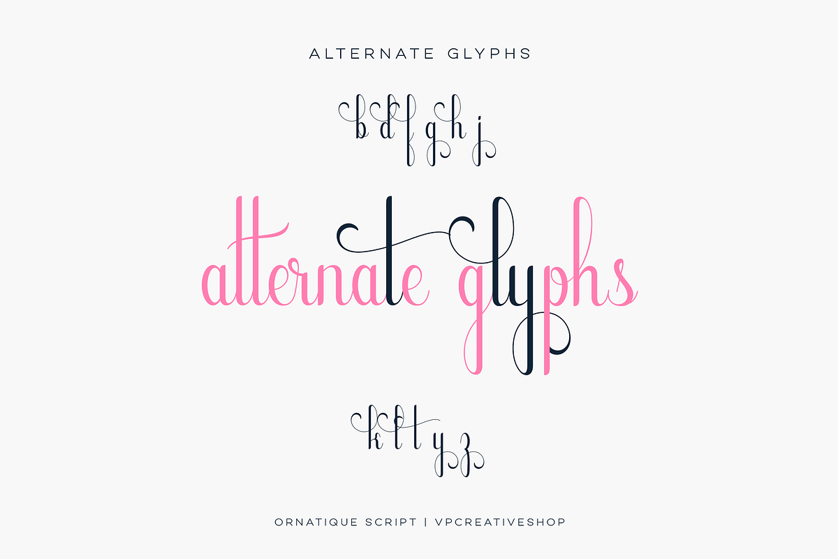 Ornatique script - 4 fonts, a Script Font by VP Fonts (Photo 12 of 15)