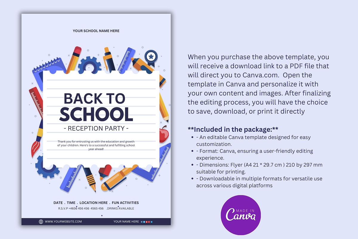 Editable Back to School Flyer Design, a Marketing Template by Mishek Munene (Photo 1 of 4)