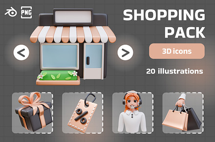 Shopping Sale 3D Icons Illustration