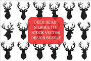 Deer Head Silhouette Vector Bundle,, an Illustration by Amazin_art (Thumbnail 1 of 19)