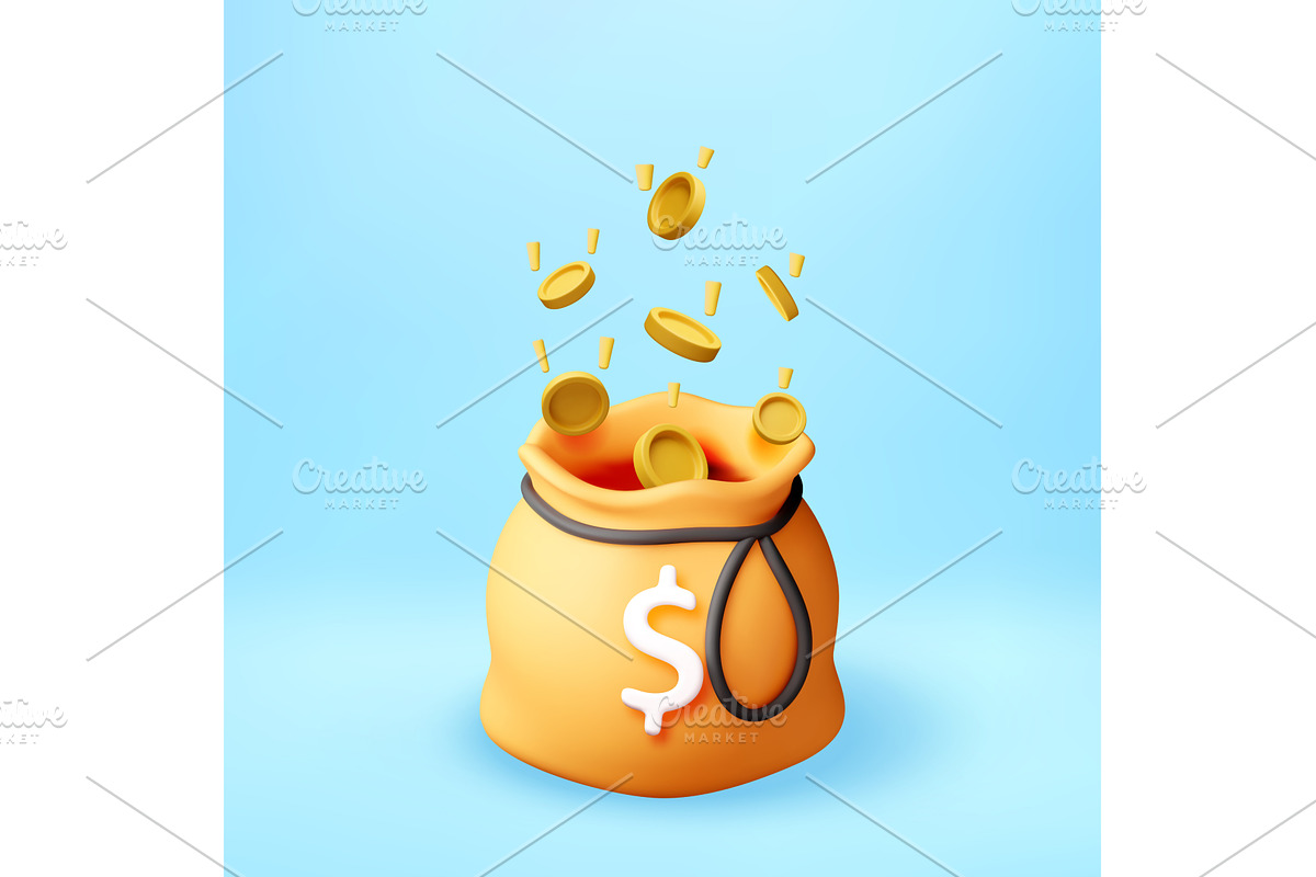 3D Falling golden coins into money, a Finance Illustration by Abscent