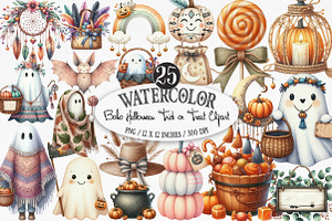 Boho Halloween Trick or Treat PNG, an Illustration by Designking