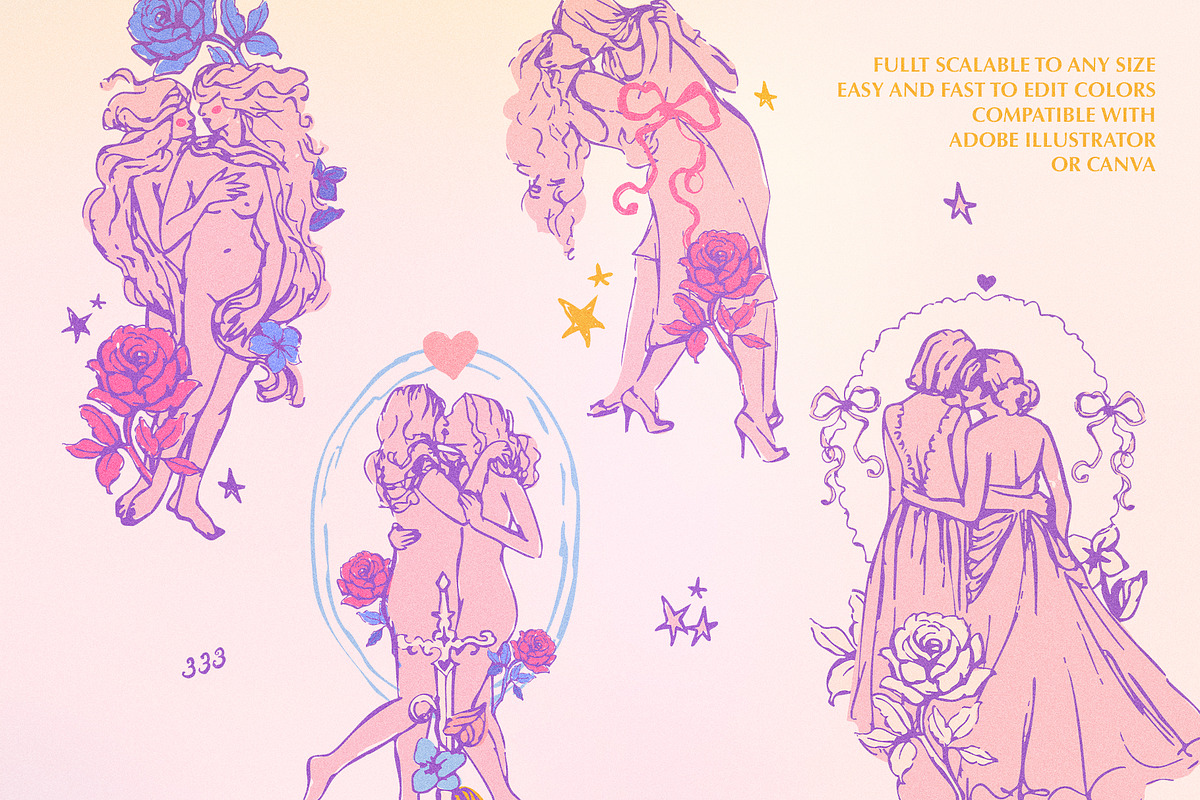 Sapphic Serenity WLW Illustrations, a Person Illustration by Anna Babich (Photo 6 of 10)