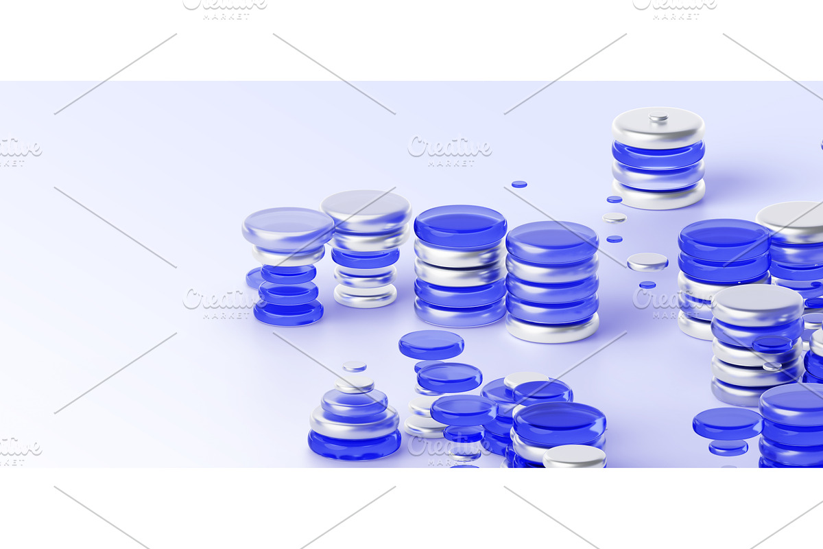 Blue glass and silver metal coin, a Finance Illustration by Marozhkastudio