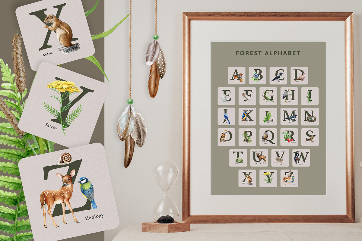 Forest Alphabet Watercolor Clipart, an Education Illustration by AnitaPol (Photo 8 of 12)