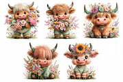 Watercolor Summer Highland Cow Clipa, an Illustration by Daily.Designs (Thumbnail 6 of 8)