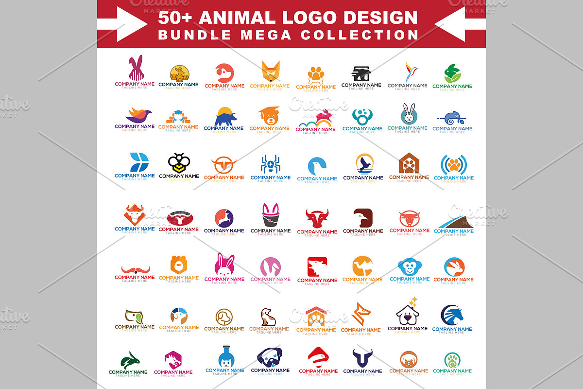 Big set animal logo creative Design