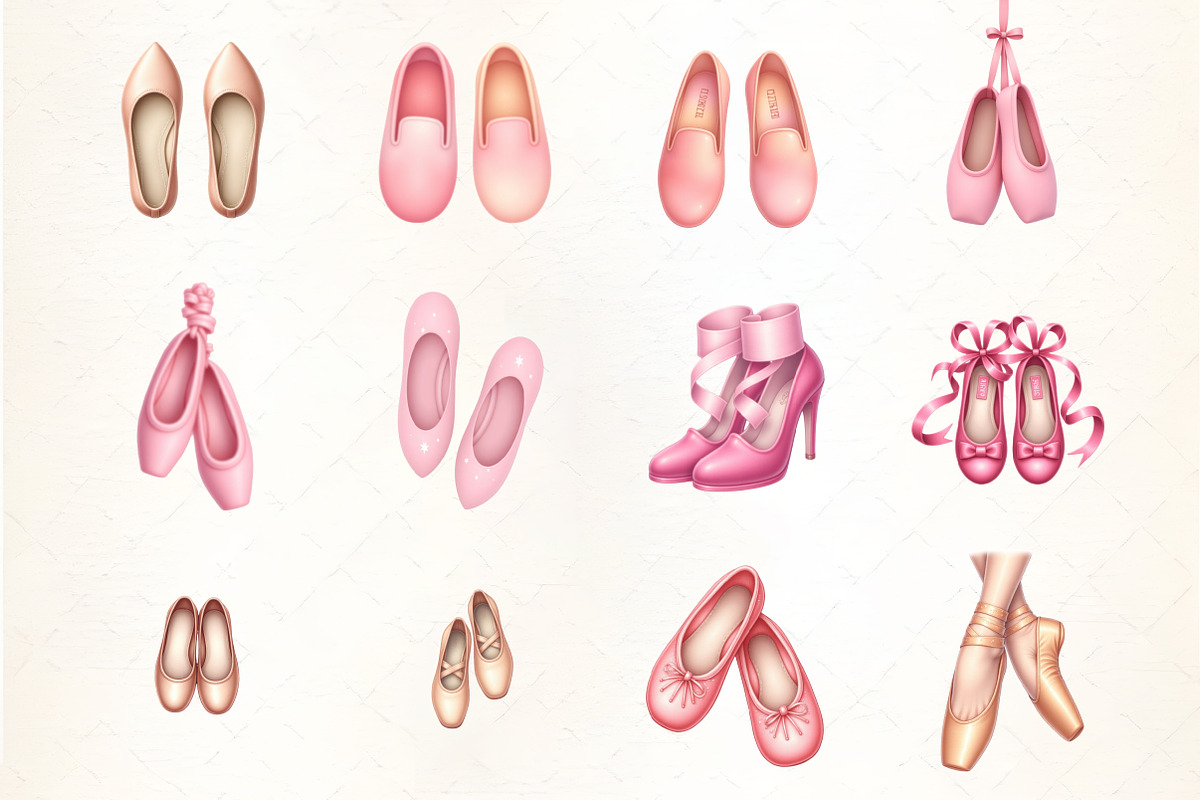 Watercolor Ballet Shoes Clipart, an Illustration by CrexoraLab (Photo 3 of 5)