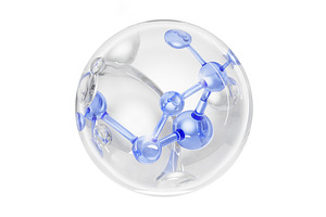 3D liquid transparent ball with blue