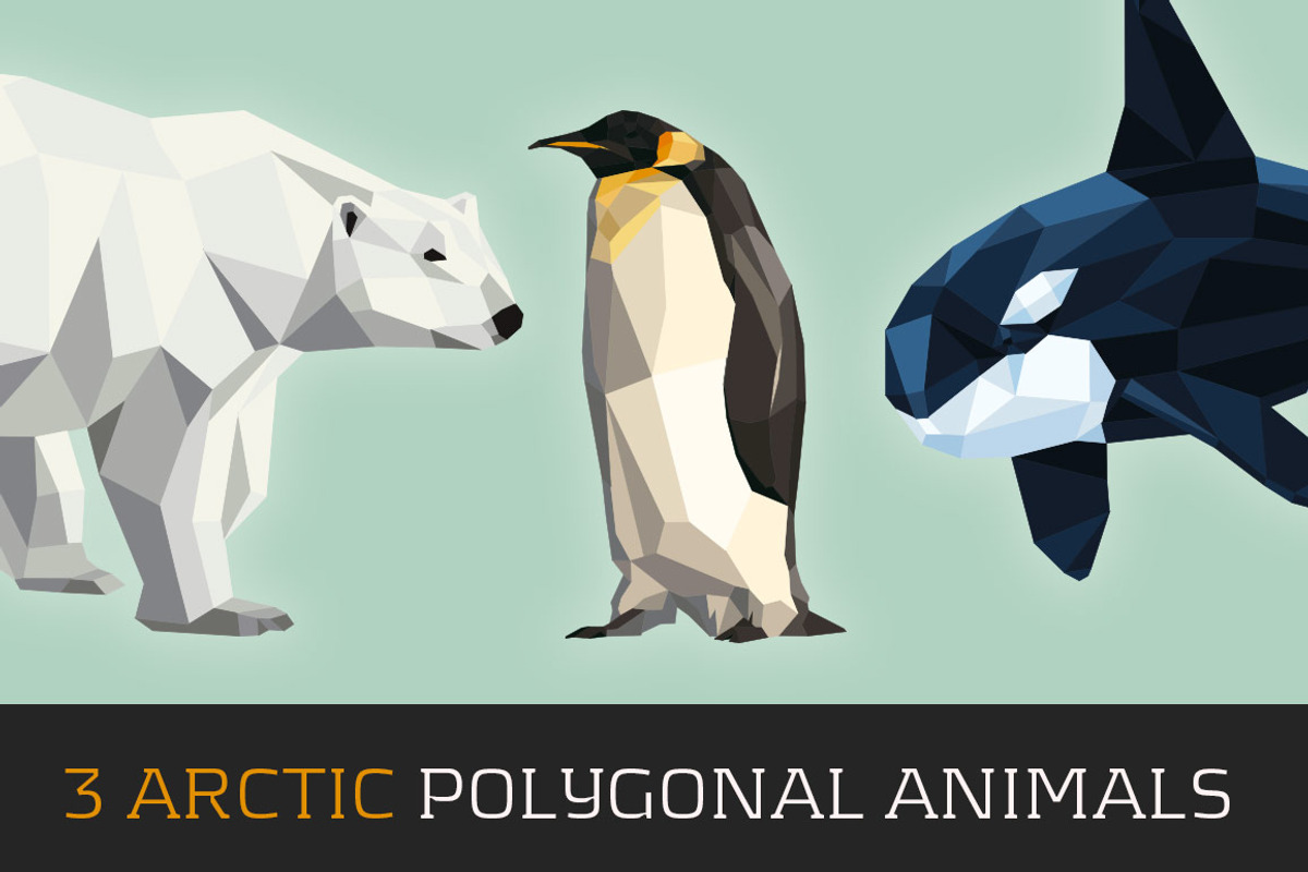 3 Arctic Polygonal Animals, an Animal Illustration by nordicworker (Photo 1 of 2)