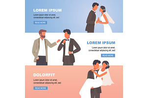 wedding characters banners. bride, a Person Illustration by Multigon