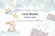 Watercolor cute bunny pattern JPEG, a Pattern Graphic by SleptArt (Thumbnail 1 of 5)