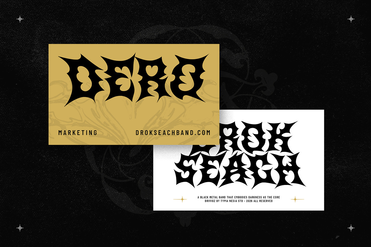 Drivioz - Black Metal Game Font, a Blackletter Font by Typia Nesia (Photo 6 of 11)