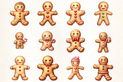 Holiday Gingerbread Man Clipart, an Illustration by CrexoraLab (Thumbnail 2 of 5)