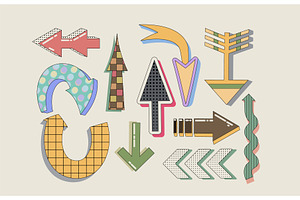 Playful retro arrows set isolated on, an Object Illustration by art PVP - market
