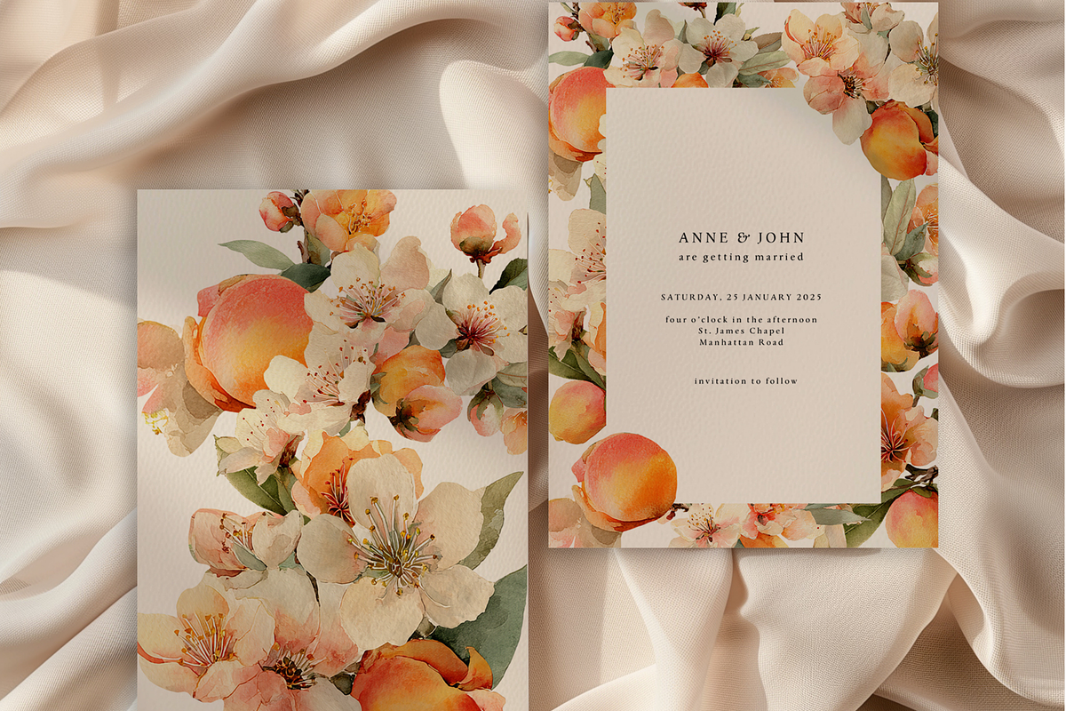 Watercolor Peach Bouquet Clipart, a Decorative Illustration by ThaismotaCreativeCo (Photo 9 of 13)