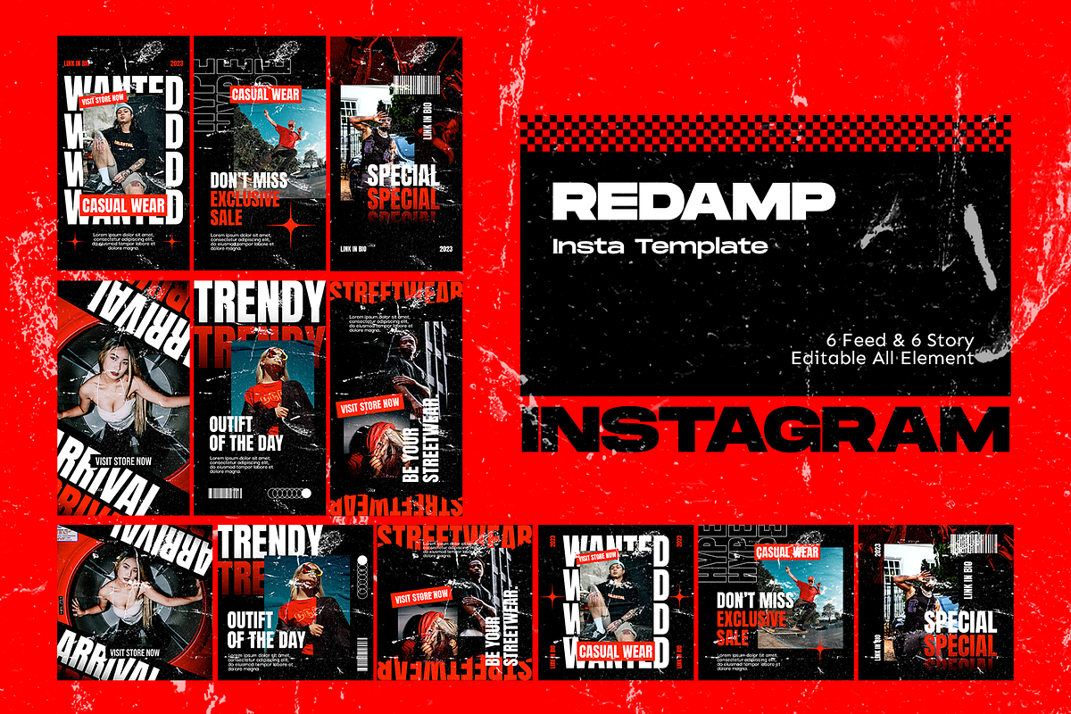 Redamp Hypebeast Instagram Template, a Social Media Template by Shinra Labs (Photo 3 of 5)