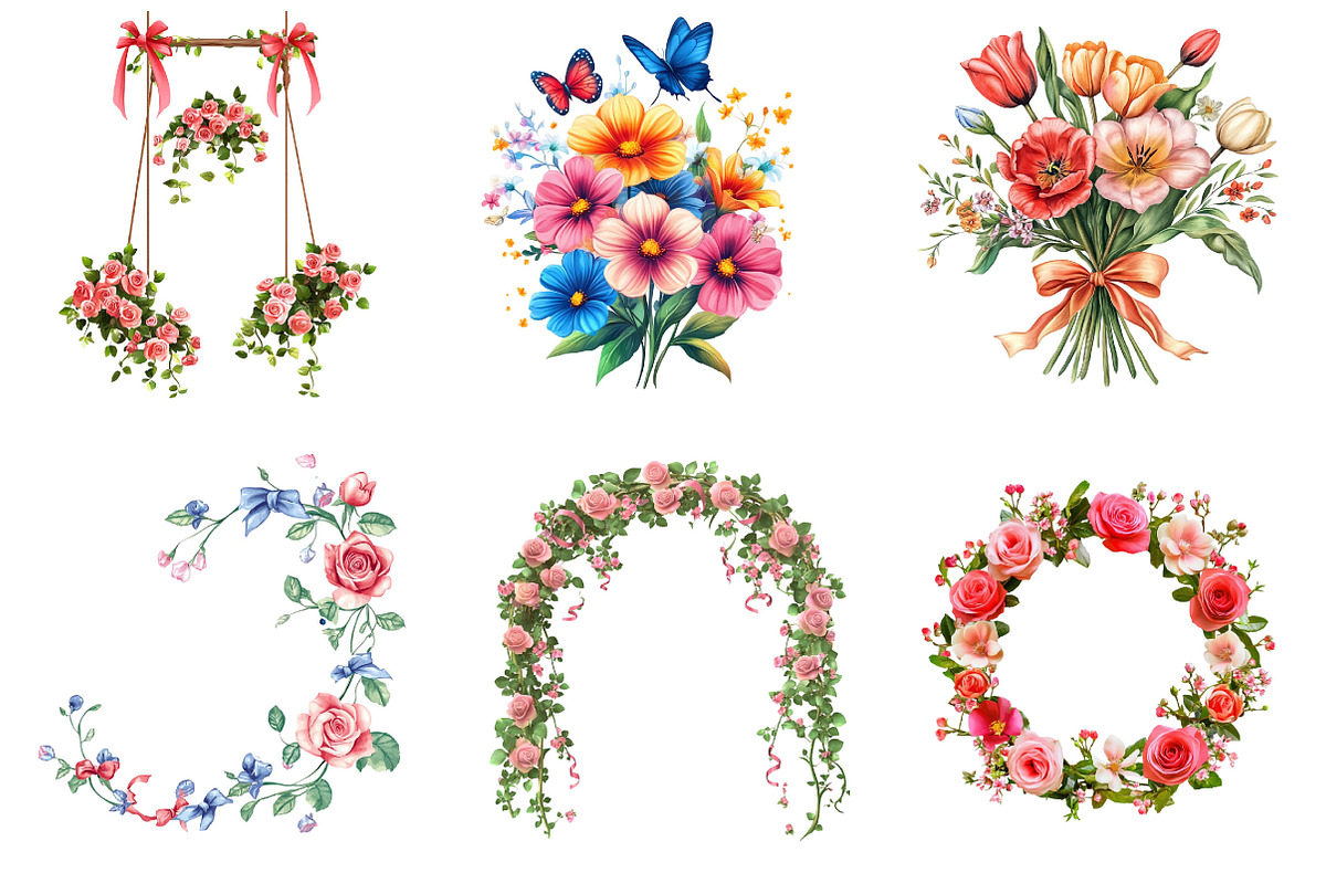 Spring Romantic Flower Clipart PNG, an Illustration by Designking (Photo 3 of 5)