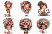 Flowers and Girls Clipart, an Illustration by Craft Nest (Thumbnail 5 of 6)