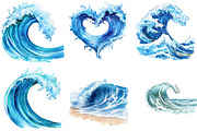 Ocean Waves Watercolor Bundle, an Illustration by Pixels.Craft (Thumbnail 5 of 8)