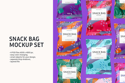 Snack bag mockup set