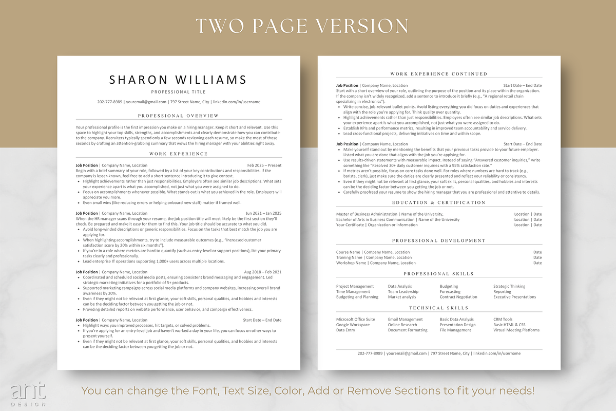 ATS Resume Template | Modern Resume, a Resume Template by AntDesignStudio (Photo 3 of 9)